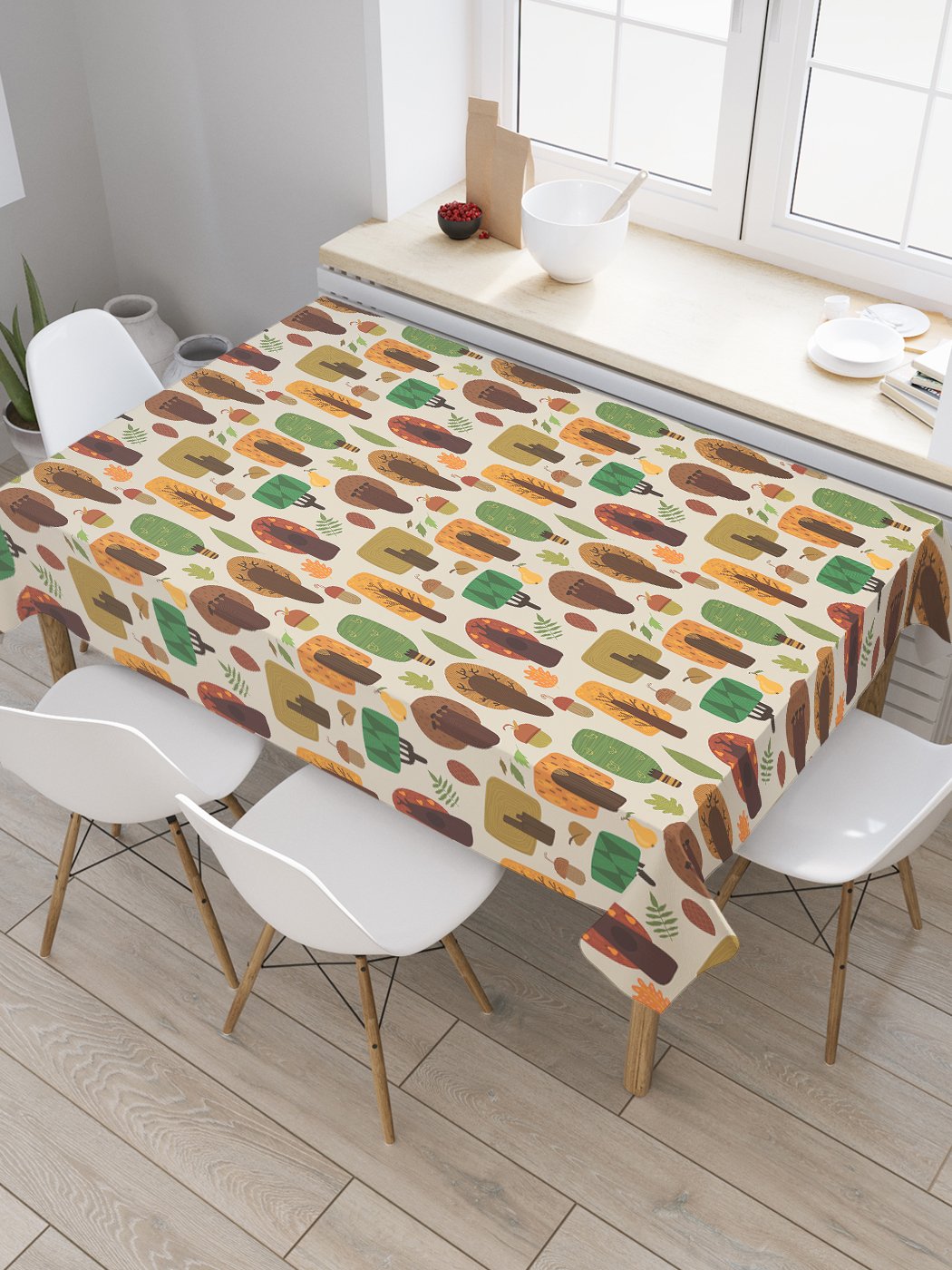 

Скатерть прямоугольная JoyArty "Лес в геометрических формах" из сатена, 120x145 см, Желтый, Лес в геометрических формах