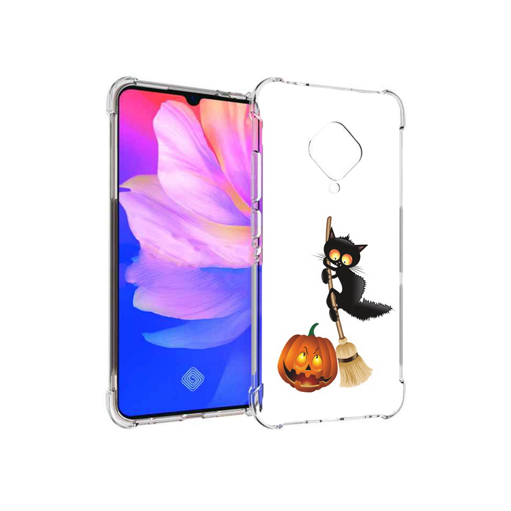 

Чехол MyPads Tocco для Vivo V17 хэлуинский котик (PT147343.378.667), Прозрачный, Tocco