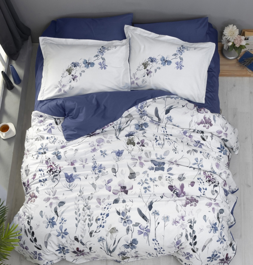 фото Комплект постельного белья first choice moreno blue, хлопковый сатин, евро