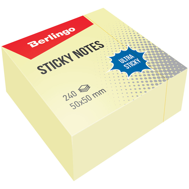 

Самоклеящийся блок "Ultra Sticky", 50x50 мм, 240 листов, желтый
