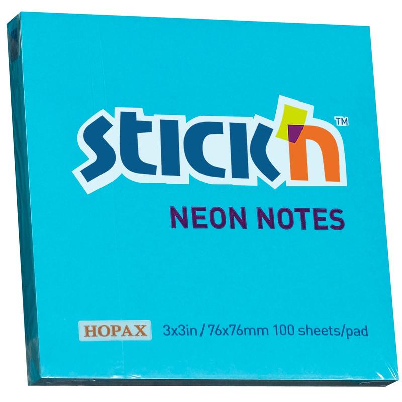 

Бумага для заметок "Stick'n Eco", 76x76 мм, 70 г/м2, 100 листов, неон голубой