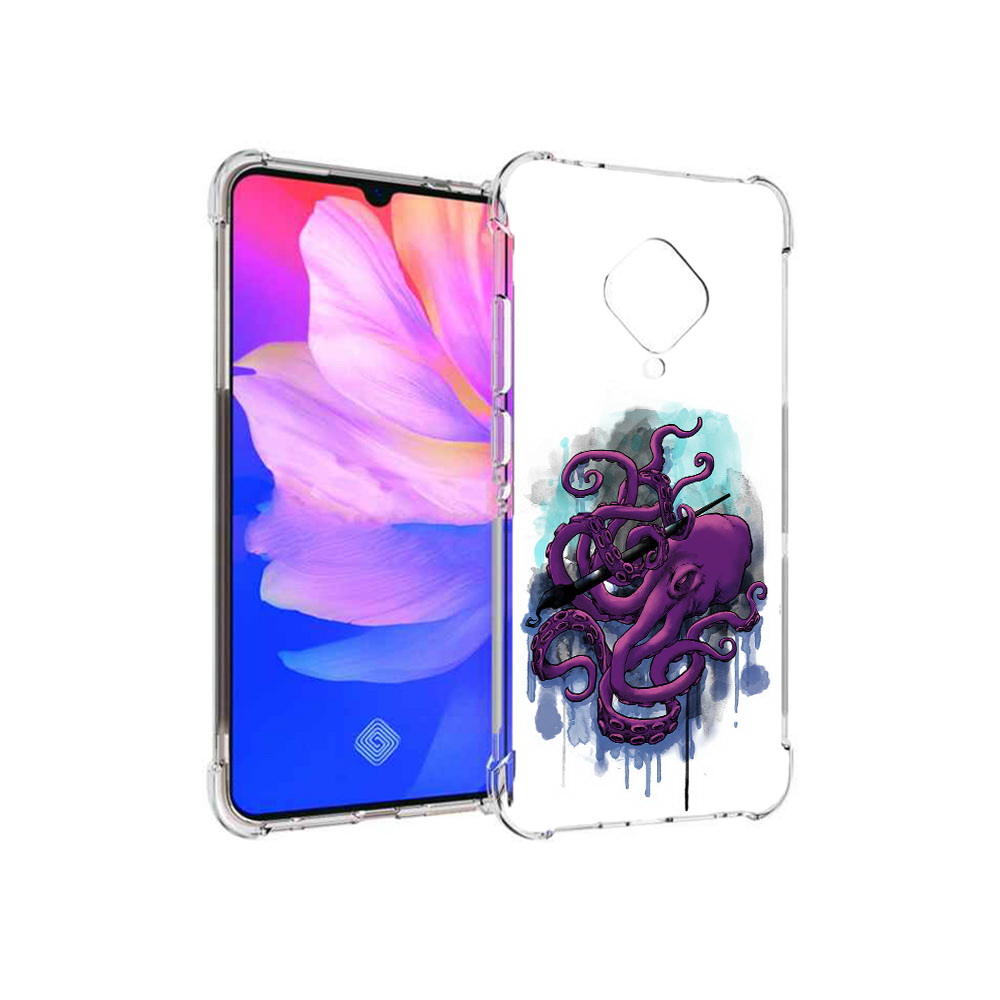 

Чехол MyPads Tocco для Vivo V17 фиолетовый осьминог (PT147343.378.658), Прозрачный, Tocco