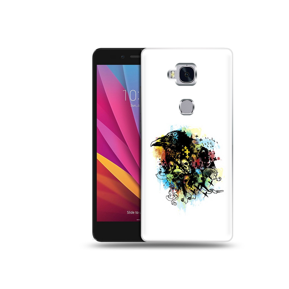 

Чехол MyPads Tocco для Honor 5X ворон и черепа (PT24996.45.273), Прозрачный, Tocco