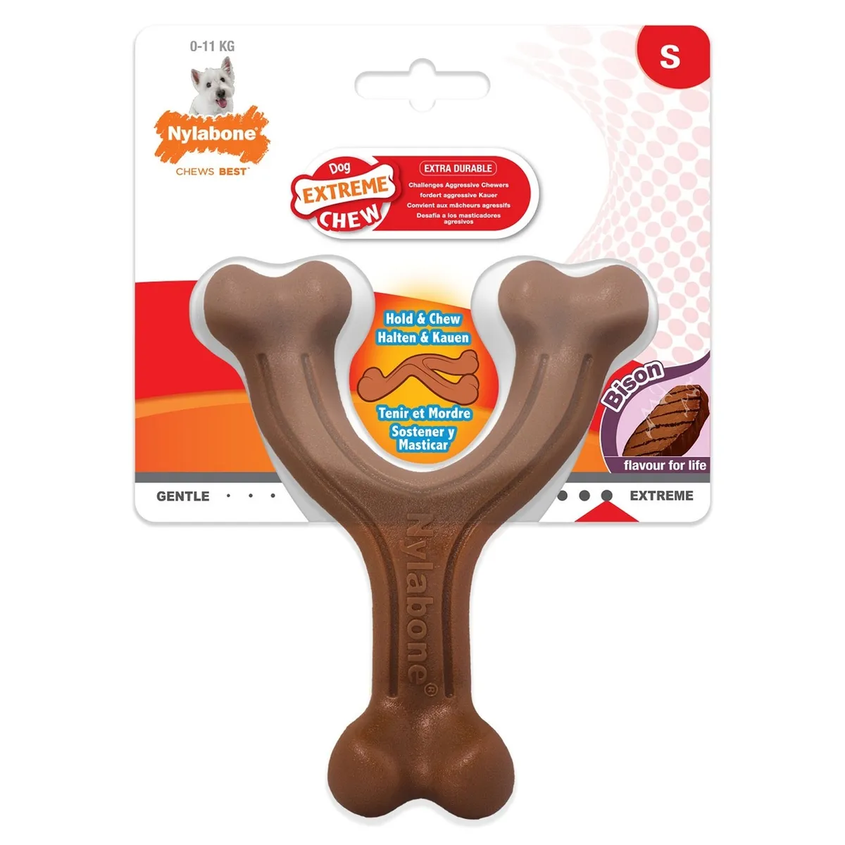 

Жевательная игрушка для собак Nylabone грудная косточка экстра-жесткая с ароматом бизона L, грудная косточка экстра-жесткая