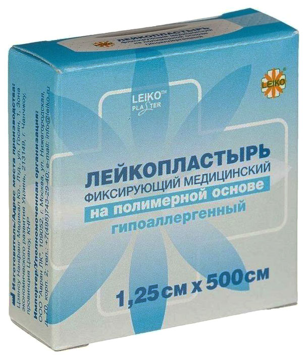 Лейкопластырь на полимерной основе в картоне Leiko 1,25x500 см