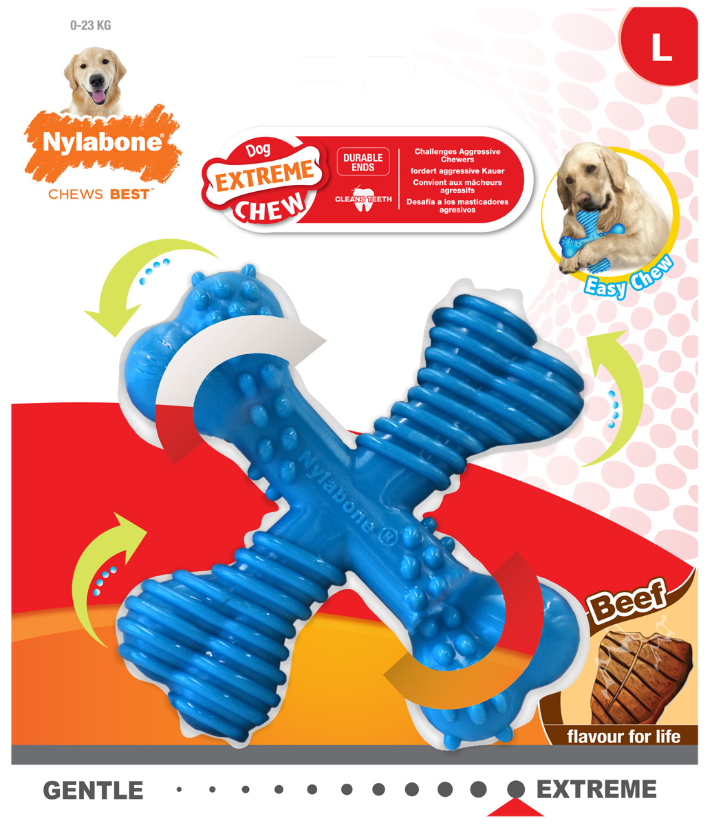 Жевательная игрушка для собак Nylabone х-косточка экстра-жесткая с ароматом говядины
