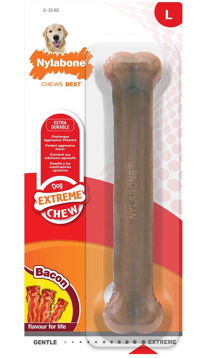 

Жевательная игрушка для собак Nylabone косточка экстра-жесткая с ароматом бекона L