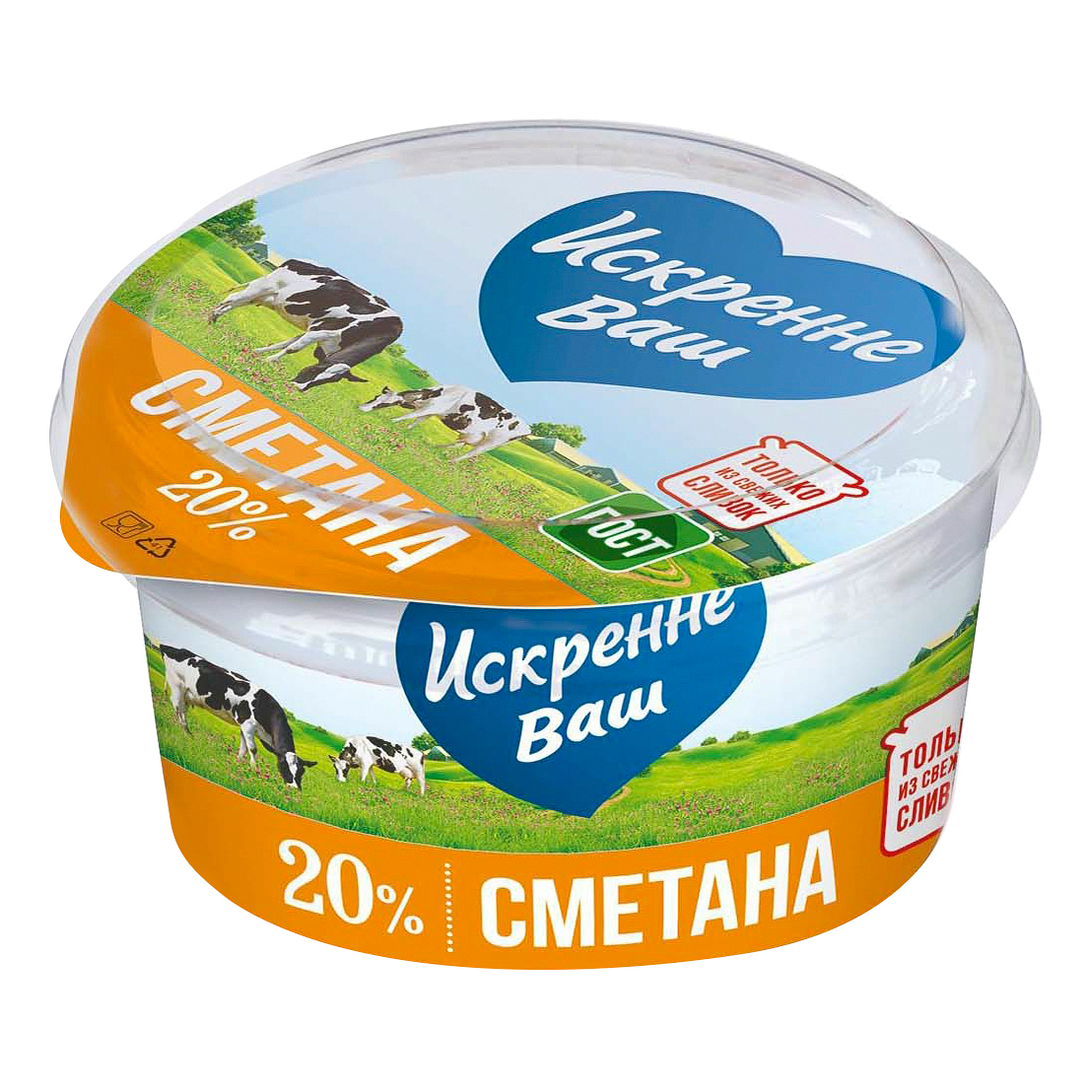 

Сметана Искренне Ваш 20% БЗМЖ 180 г
