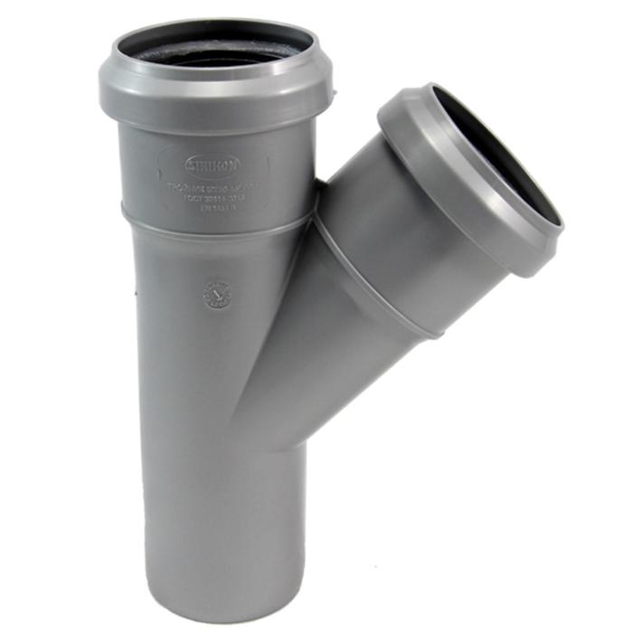 

Тройник канализационный Sinikon 508013.R, d=50 x 50 мм, 45° (20 шт), Серый