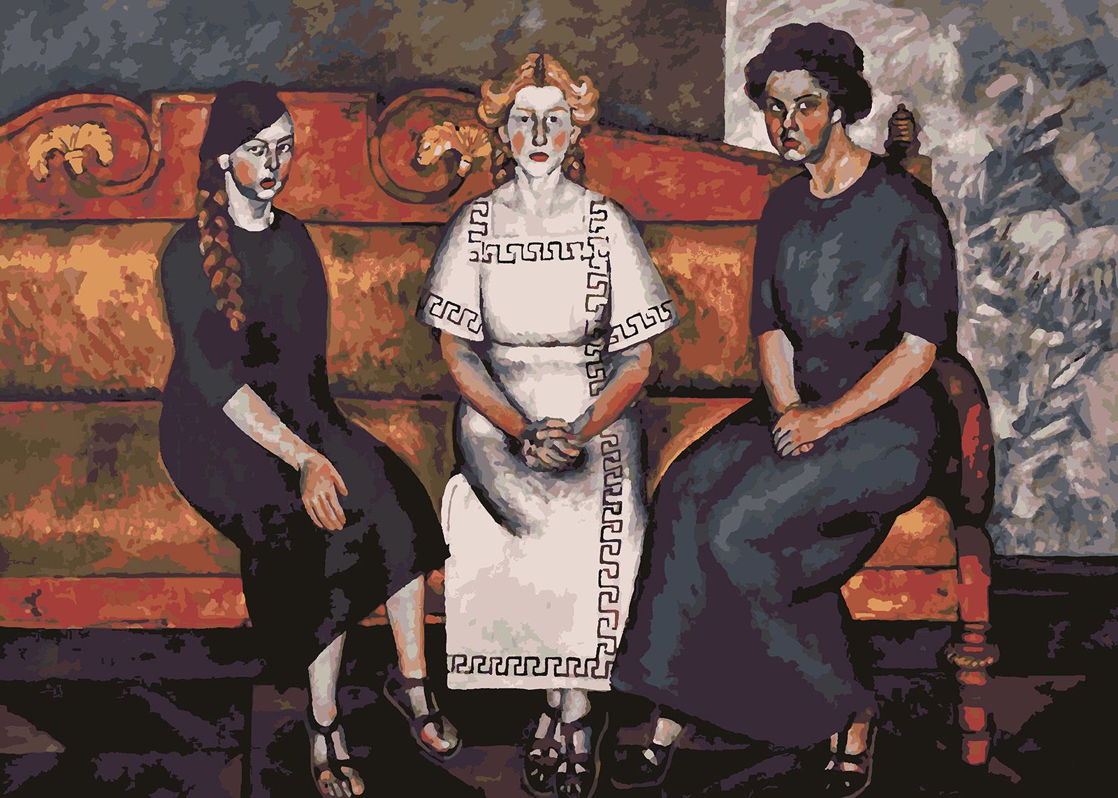фото Картина по номерам красиво красим илья машков - три сестры на диване, 90 х 150 см