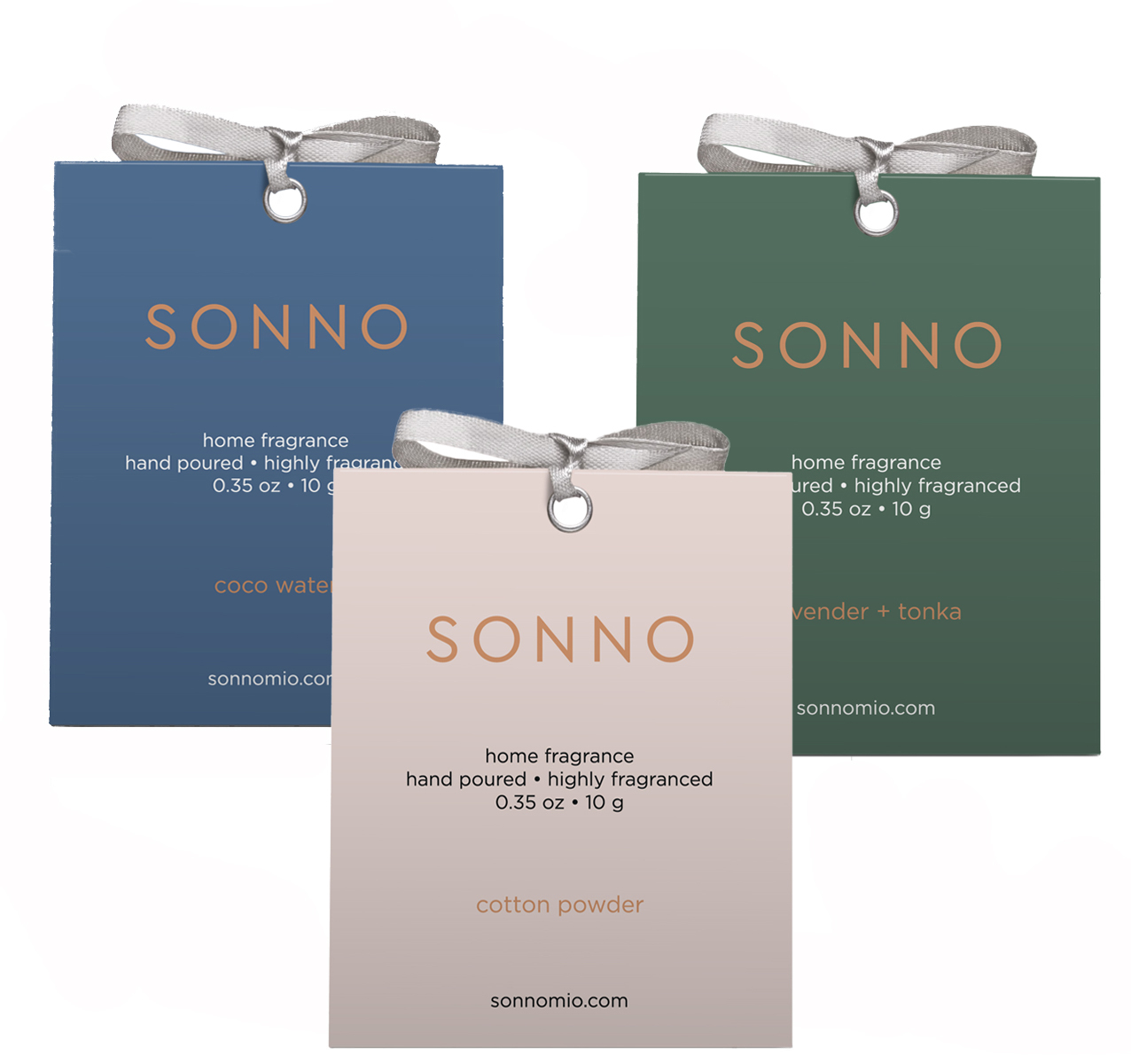 Комплект из 3х ароматических саше SONNO (Lavender + Tonka, Coco Water, Cotton Powder)