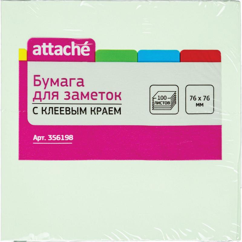 

Блок-кубик с клеевым краем "Attache", 76х76 мм, салатовый, 100 листов, Зеленый