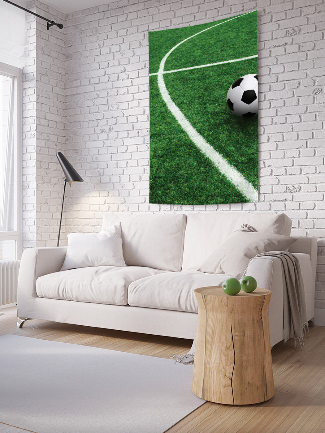 фото Вертикальное фотопанно на стену joyarty "мяч у разметки", 150x200 см