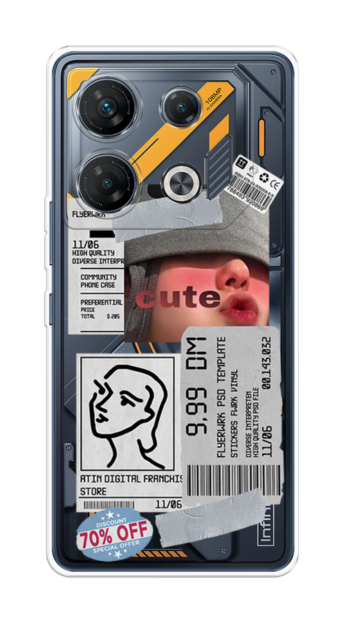 

Чехол на Infinix GT 10 Pro "Cute girl collage", Розовый;серый;голубой, 3104850-1