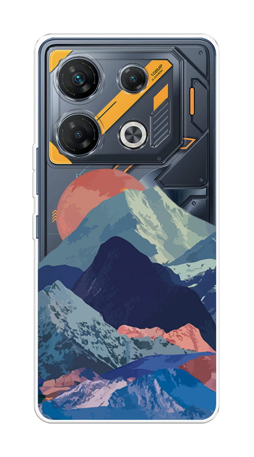 

Чехол на Infinix GT 10 Pro "Закат в снежных горах", Бордовый;серый;голубой, 3104850-1