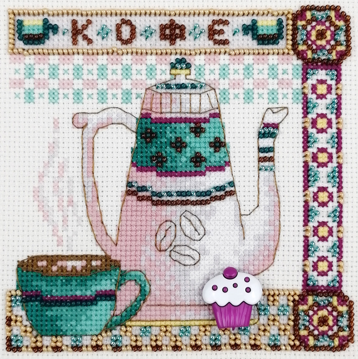 

Вышивка крестом Марья Искусница Кофейник, 13x13 см, Кофейник