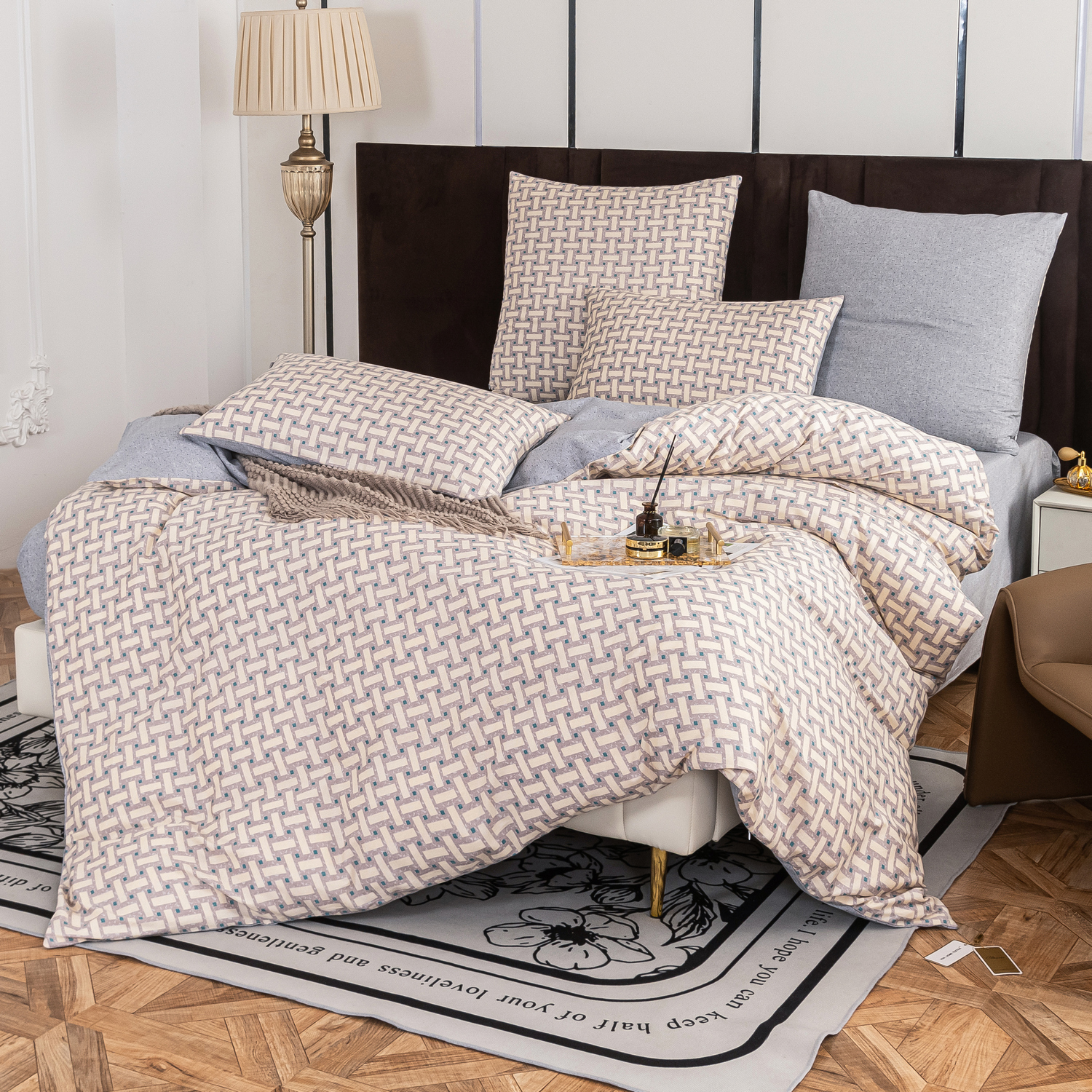 

Постельное белье VIVA-HOME TEXTILE сатин люкс 2 спальный на молнии, A