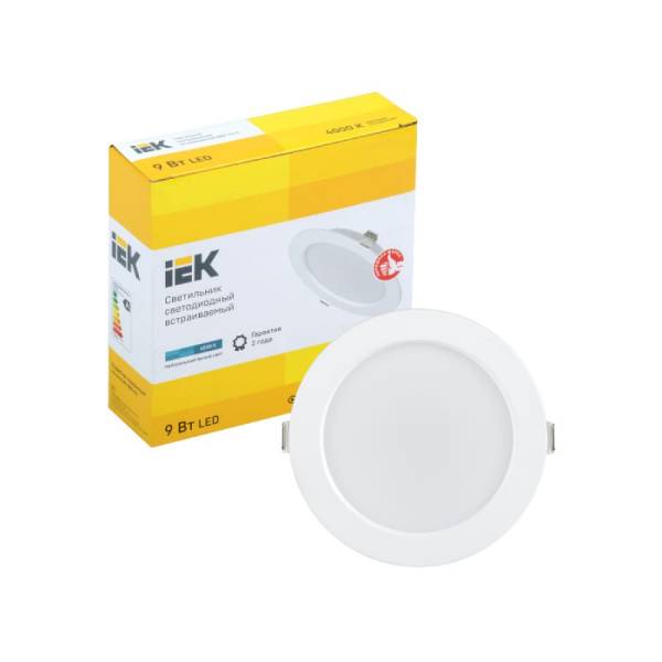 Светильник IEK ДВО 1612 LED белый круг 9Вт 4000К IP20 LDVO0-1612-09-4000-K01 538₽