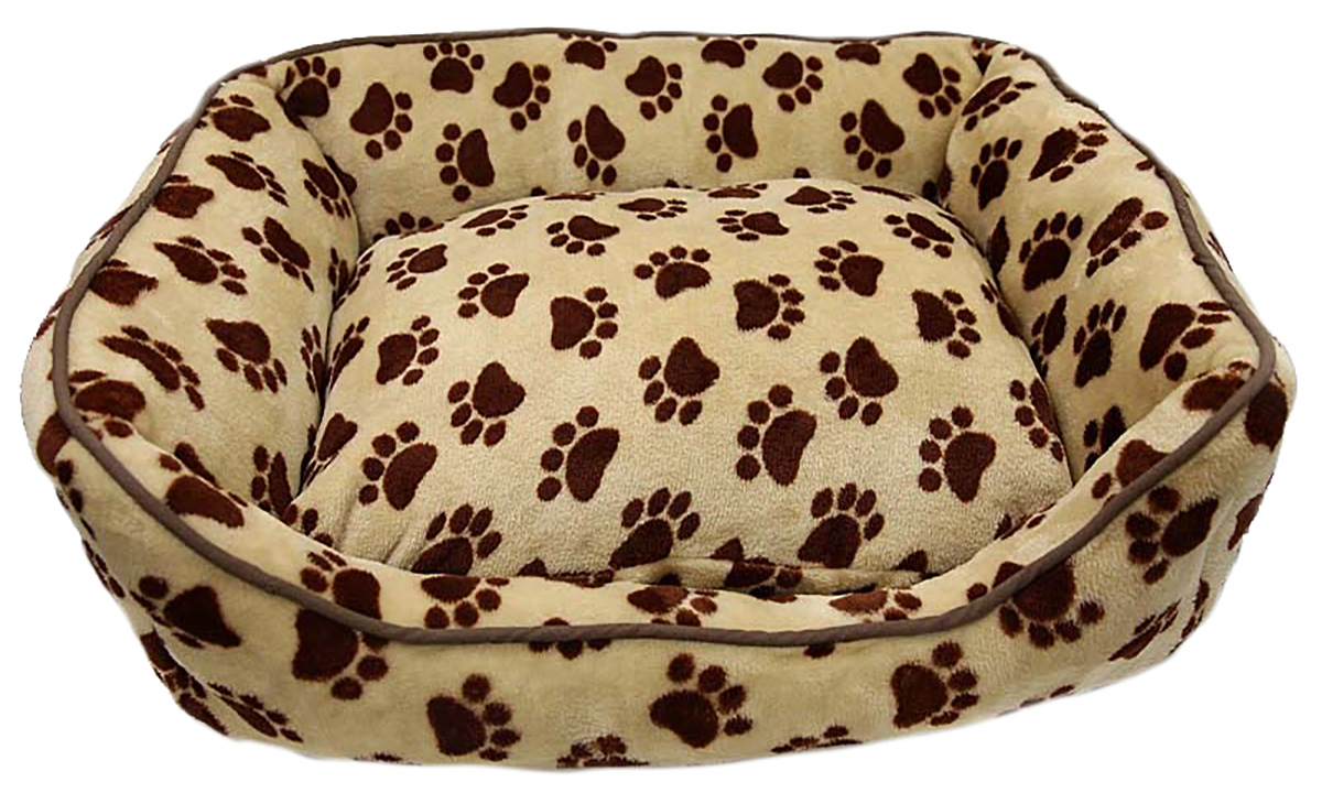 

Лежанка для собаки FOR MY DOGS Лапки, полиэстер, 50x60x17см, бежевый, Лапки