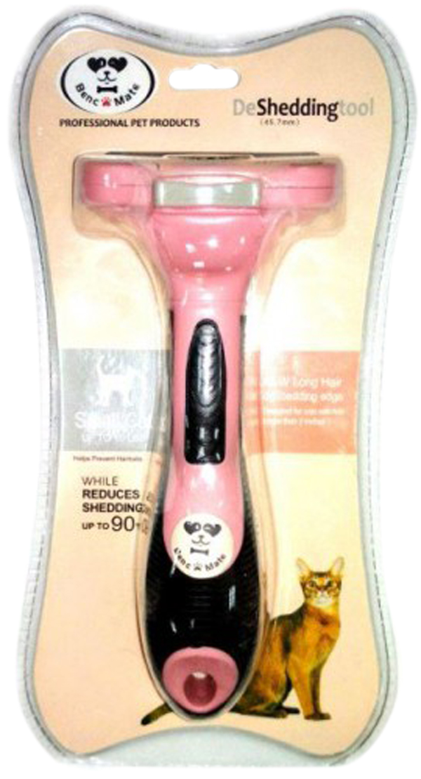 фото Расческа для кошки perseiline для длинношерстных с очистителем s, 4,5 см, розовый