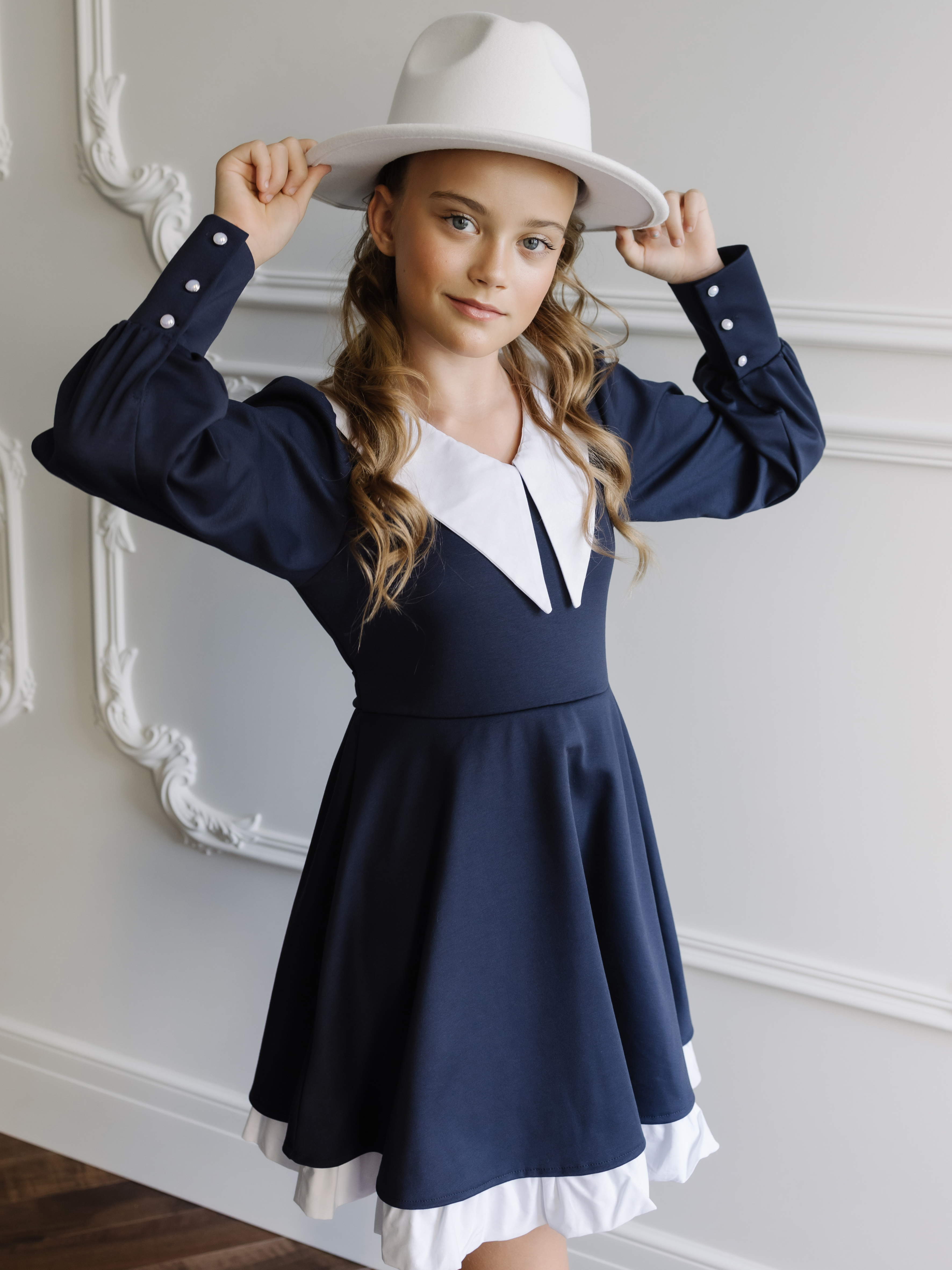 Платье детское Роскошь с детства Венди, синий-белый, 164