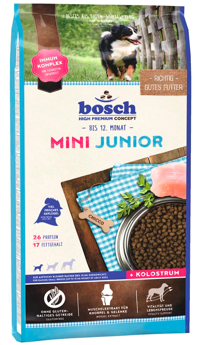 Сухой корм для щенков Bosch Mini Junior, домашняя птица,  15кг