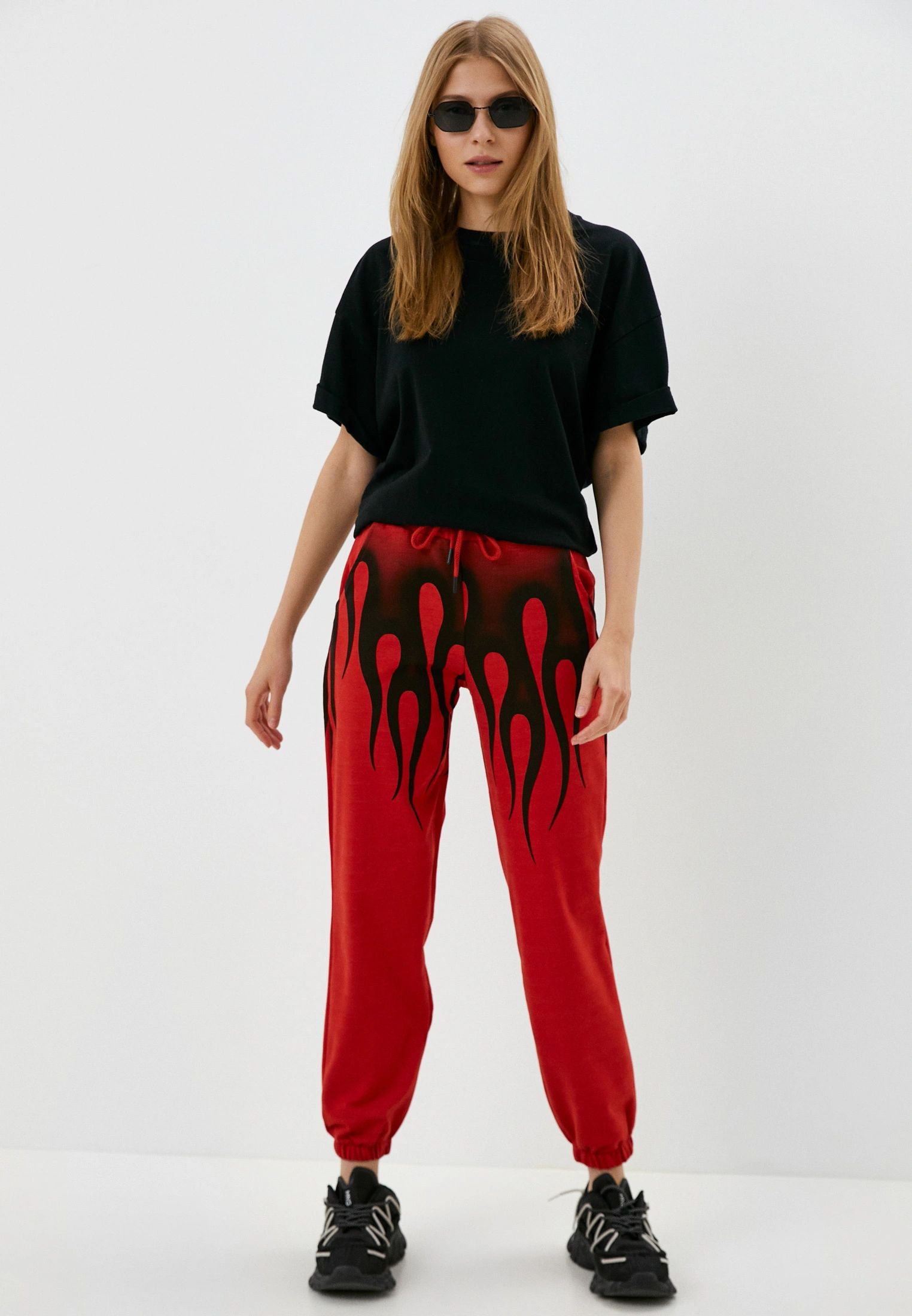 Спортивные брюки женские BLACKSI 5038 красные 2XL
