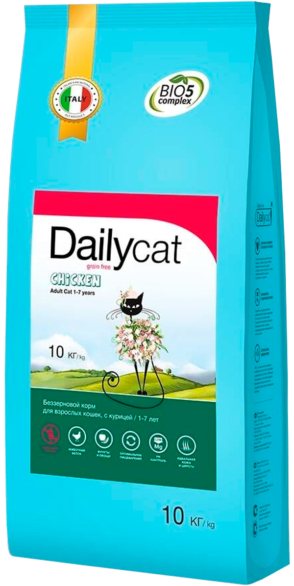 фото Сухой корм для кошек dailycat grain free adult , курица, 3кг