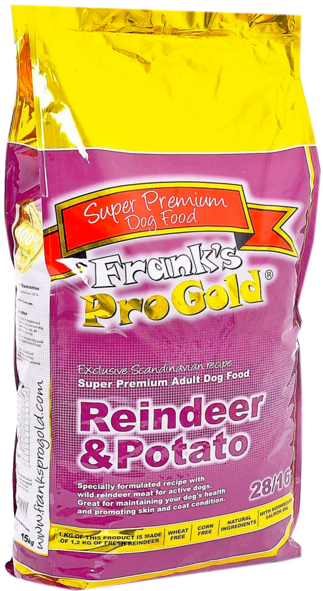 

Сухой корм для собак Frank's ProGold ADULT, оленина, картофель, 15кг, ADULT