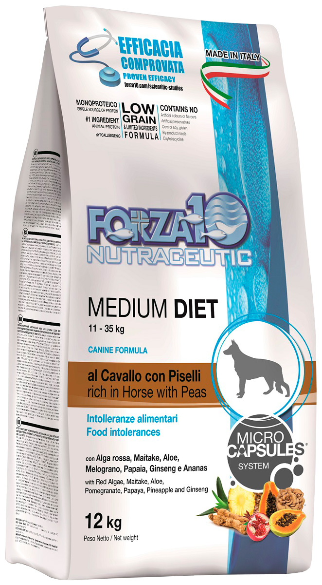 фото Сухой корм для собак forza10 medium diet, монобелковый, для средних пород, конина, 12кг