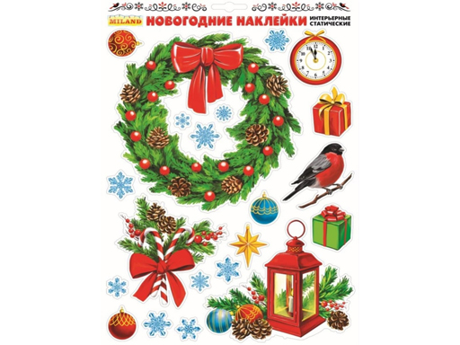 

Интерьерная наклейка "Еловый венок", 30*40см НУ-6884, Красный;зеленый