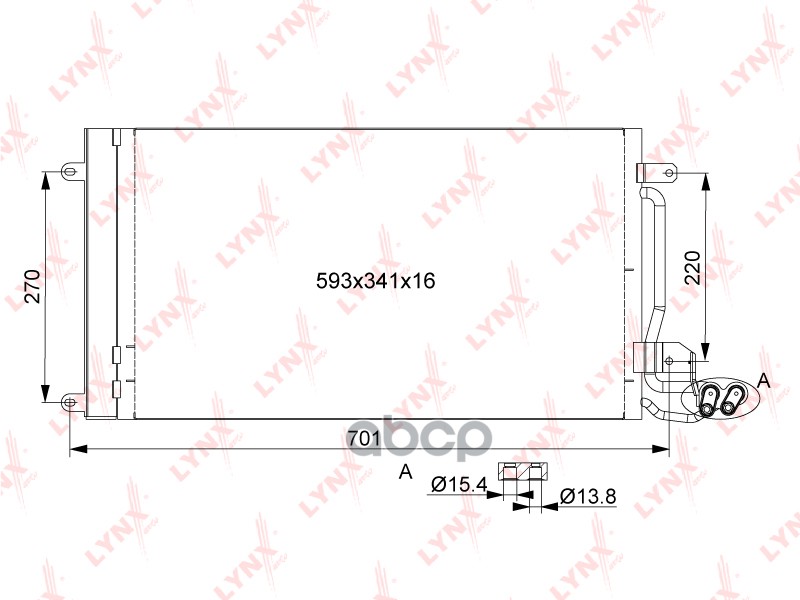 

LYNXAUTO Радиатор кондиционера с осушителем