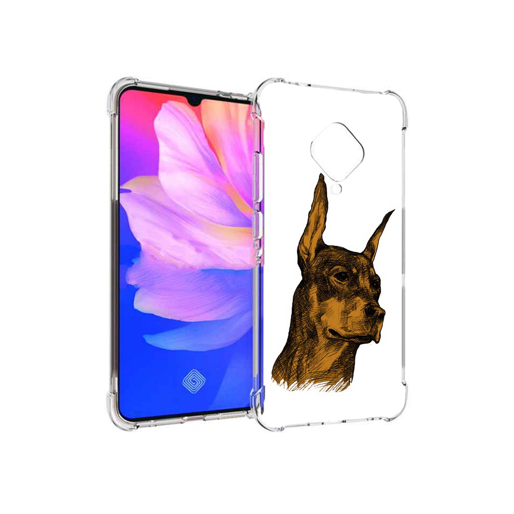 

Чехол MyPads Tocco для Vivo V17 скетч доберман (PT147343.378.605), Прозрачный, Tocco