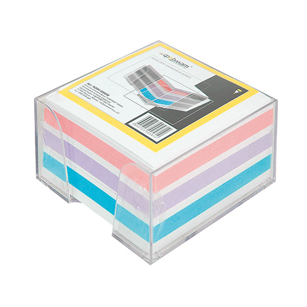 фото Подставка для блок-кубиков inформат ngb4-909050 с цветным блоком 9х9 см прозрачная