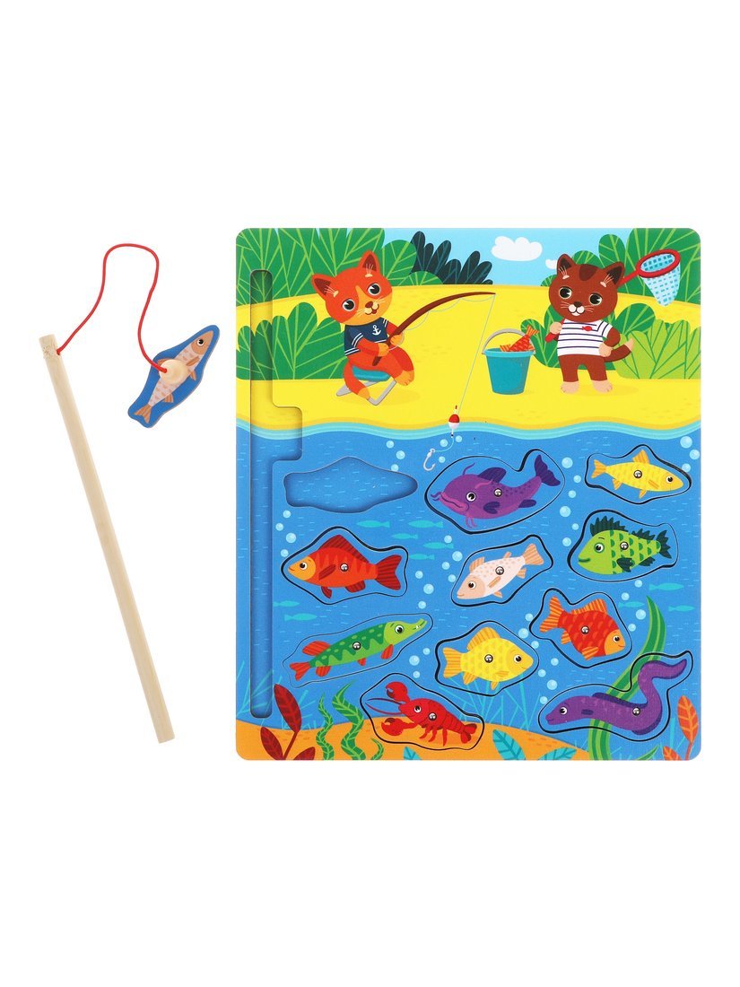 Игрушка развивающая Mapacha Игра-рыбалка Котик, 962182 развивающая игрушка 3 в 1 рыбалка каталка сортер паровозик 35х11х10 см