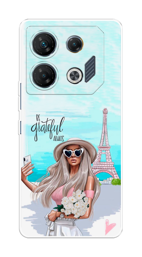 

Чехол на Infinix GT 10 Pro "Селфи Париж", Голубой;бежевый, 3104850-1