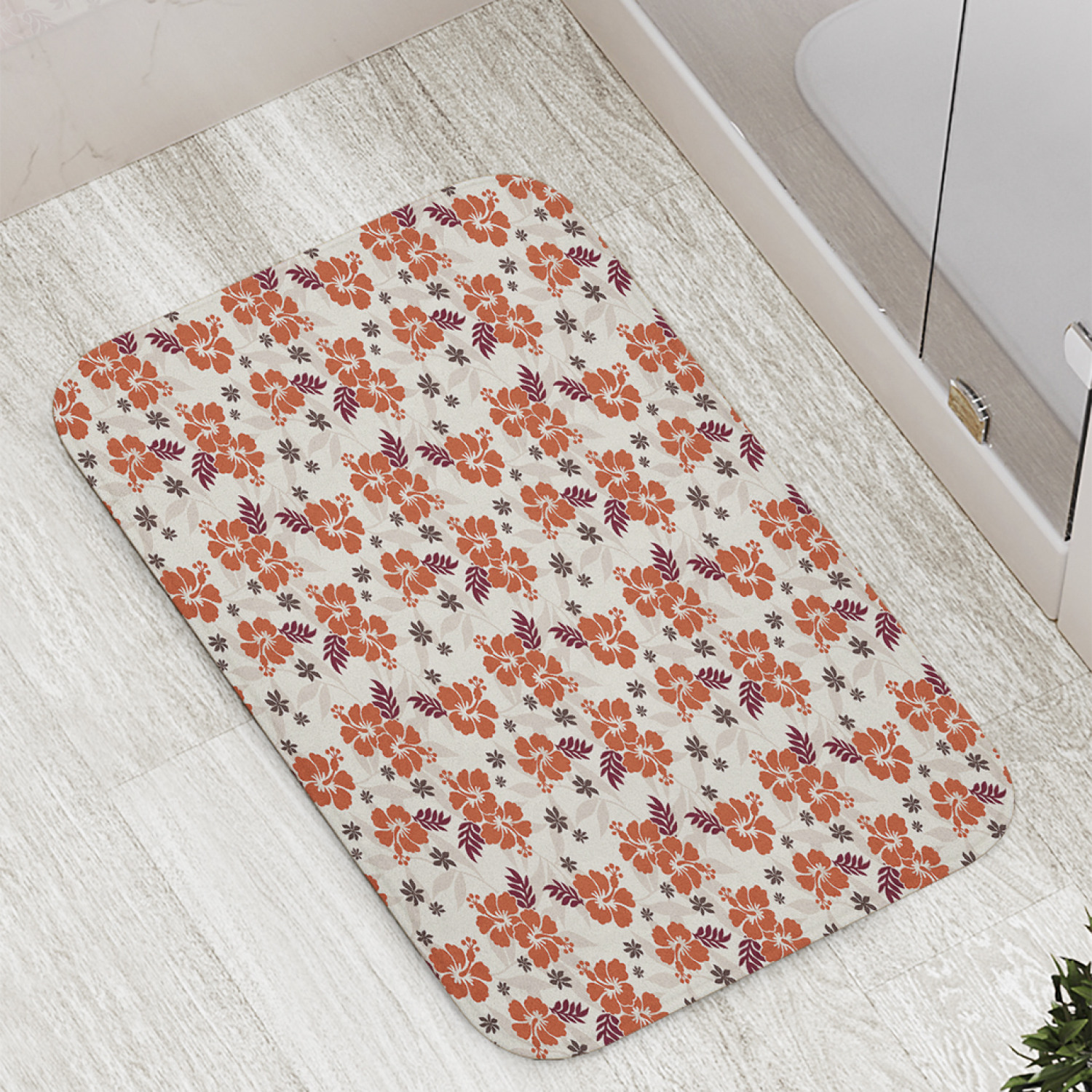 

Коврик противоскользящий JoyArty "Букет гибискуса" для ванной, сауны, бассейна, 77х52 см, Букет гибискуса