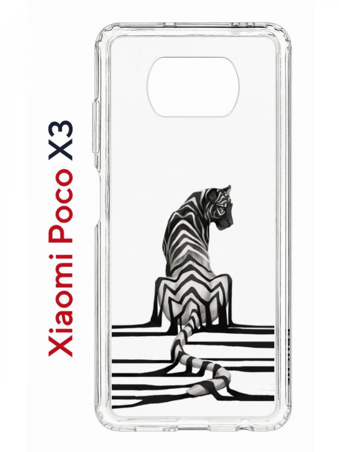 фото Чехол на xiaomi poco x3/x3 pro kruche print tiger,противоударный бампер с принтом кruче