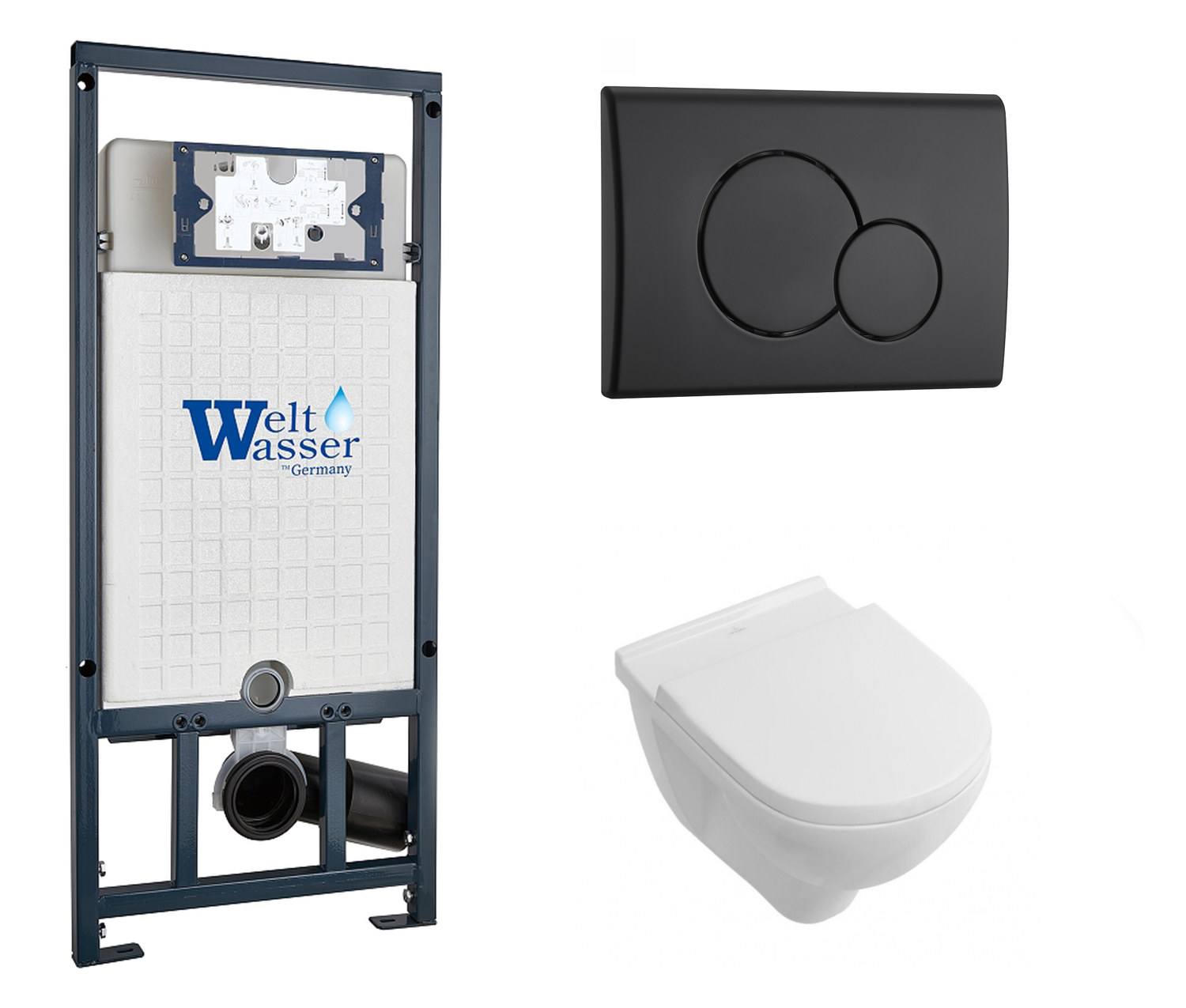 

Комплект: инсталляция WeltWasser Marberg 507 + унитаз O Novo Directflush с кнопкой черной