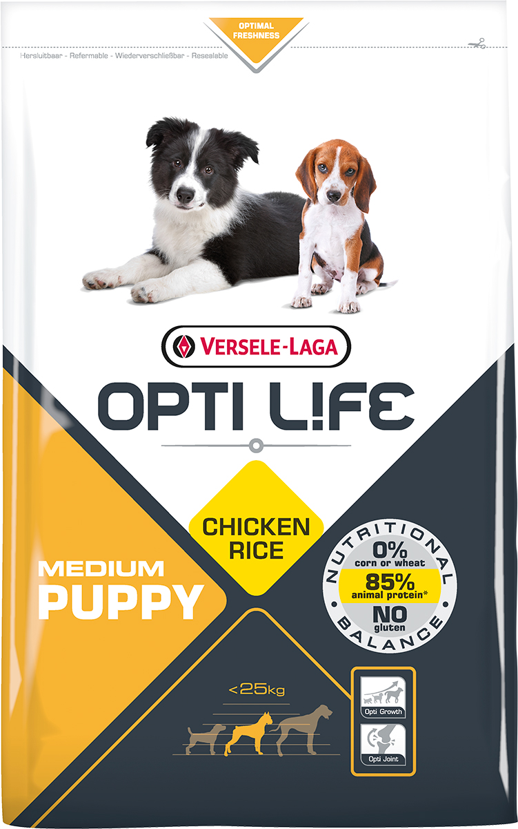 

Сухой корм для щенков Versele-Laga Opti Life Puppy, для средних пород, курица, 2.5кг, Opti Life Puppy