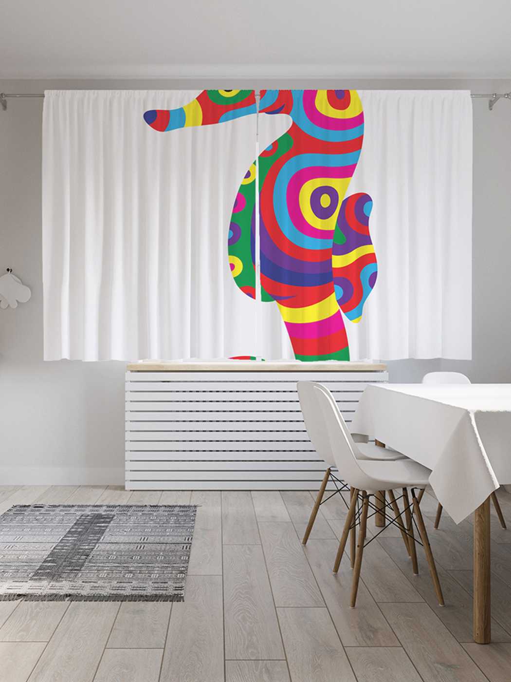 

Шторы JoyArty с фотопечатью "Радужный морской конек" из сатена, 290х180 см, Радужный морской конек