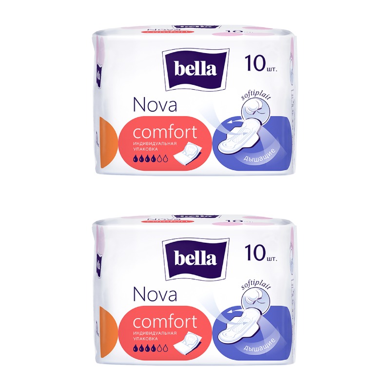 

Прокладки женские Bella Nova comfort soft, 10 шт х 2 упаковки, Белый