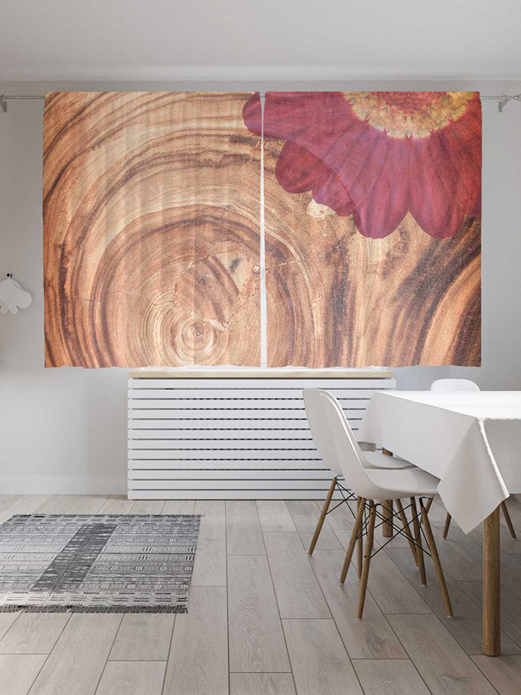 

Шторы JoyArty с фотопечатью "Цветок на пне" из сатена, 290х180 см, Цветок на пне