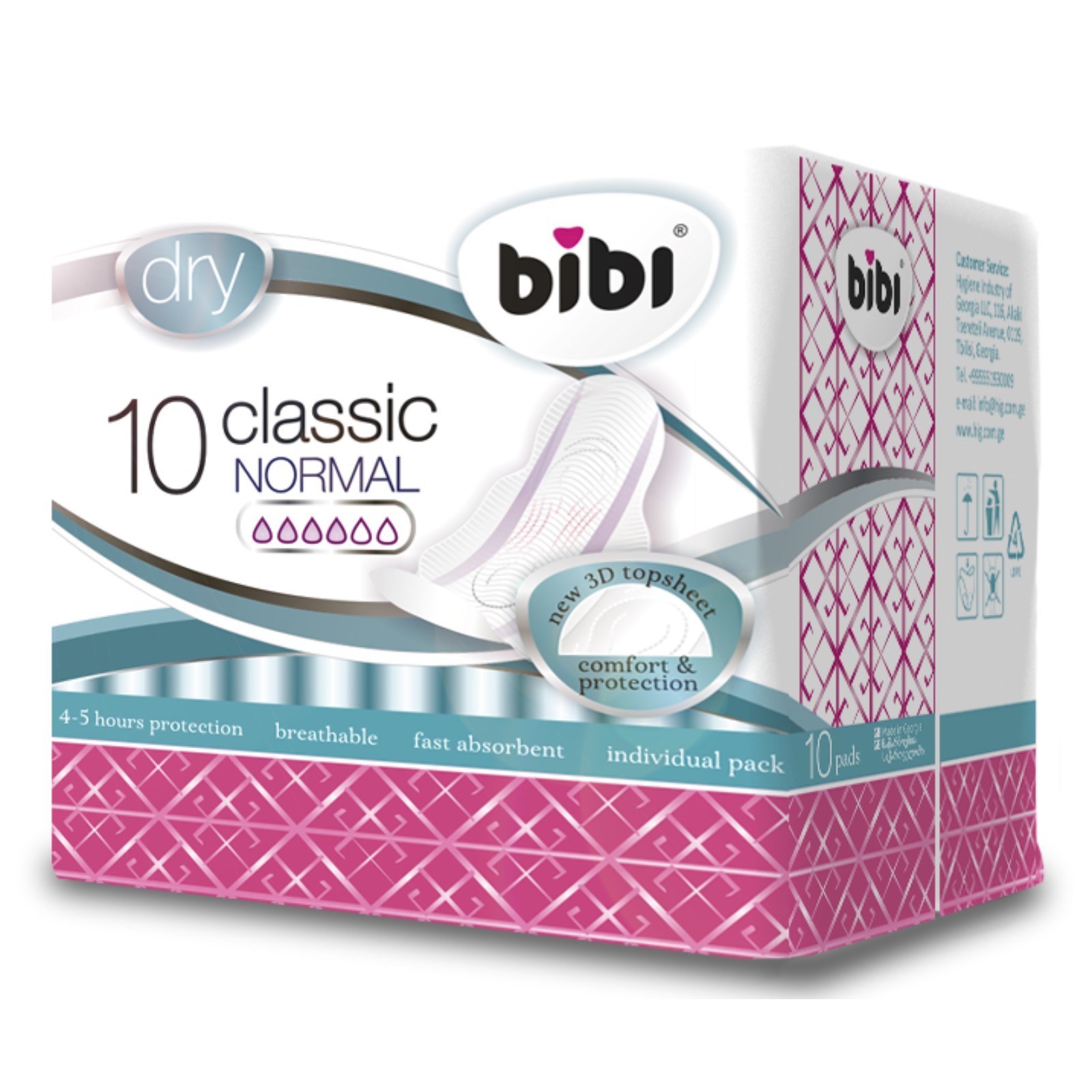 Прокладки женские Bibi Classic Normal Dry, 10 шт х 6 упаковок