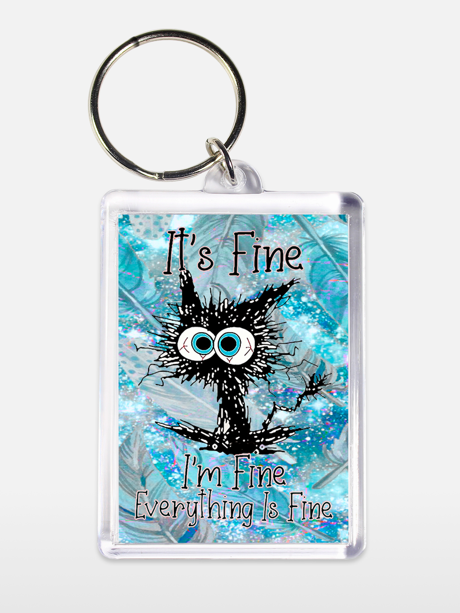 Брелок унисекс Кот Все в порядке белый