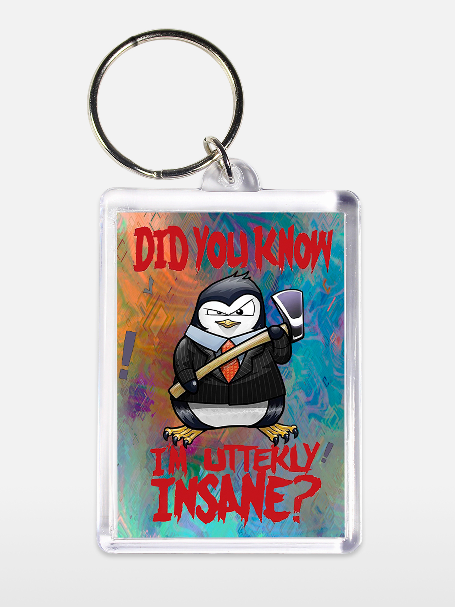 Брелок унисекс Пингвин Совершенно безумен белый