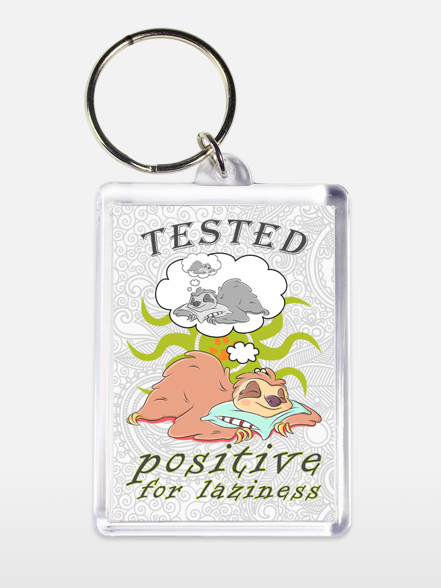 Брелок унисекс Результат теста на лень белый