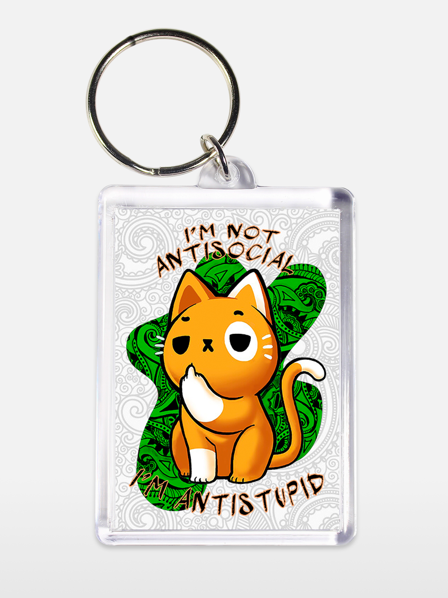 Брелок унисекс Кот антитупой белый