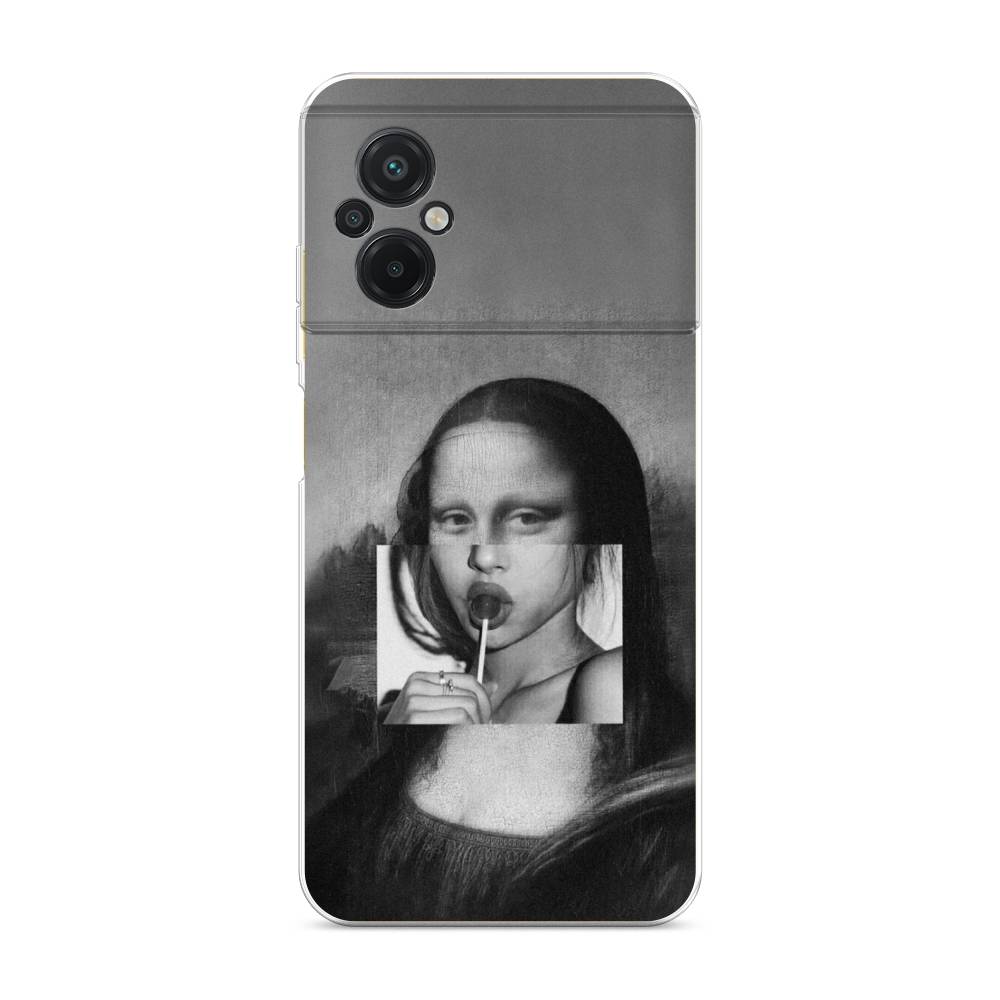 

Чехол Awog на Poco M5 / Сяоми Поко M5 "Mona Lisa sucking lollipop", Серый, 316450-9