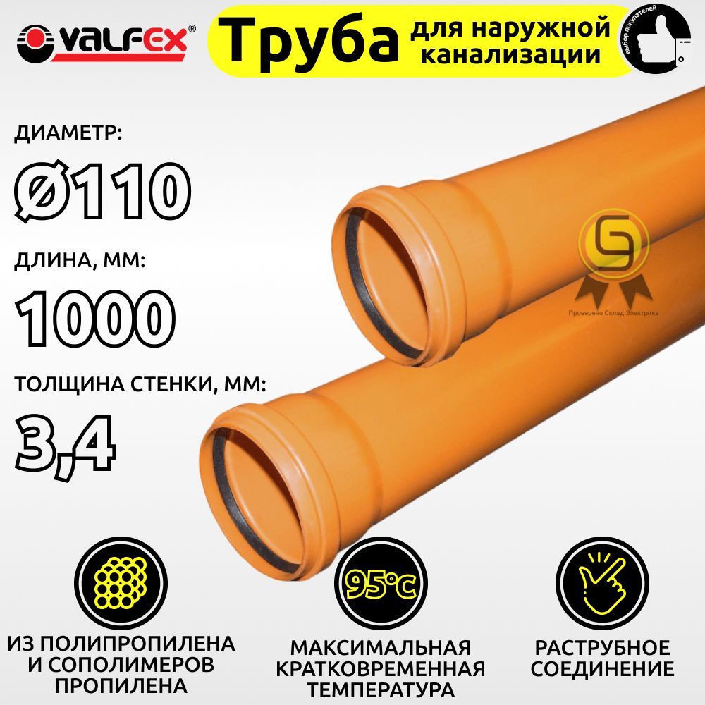 Труба для наружной канализации Valfex полипропилена 301100100 труба для наружной канализации lammin